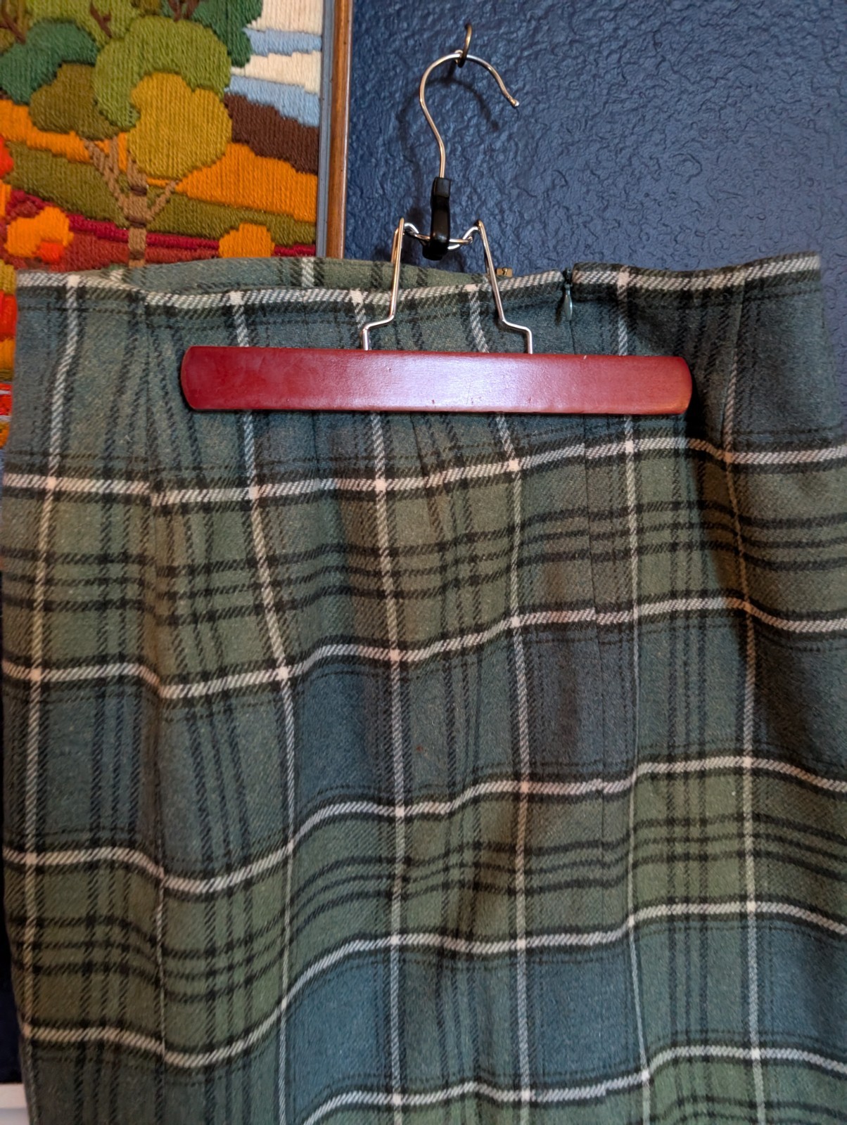 VTG J G Hook Blue Green Wool Blend Plaid Short Punk Prep Skirt Sz 12 Large L