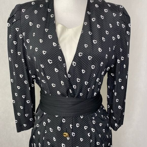 Vintage 70s 80s Whirlaway Frocks USA figure fitting dress button front size 6P