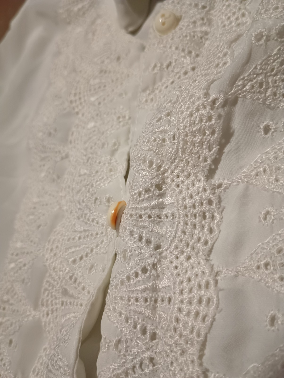 Vtg 70s Off White Smooth Soft Country Cottagecore Blouse Top office career M L