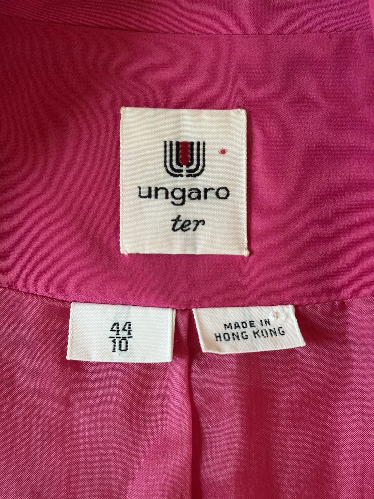 Vintage Ungaro Ter 80s Blazer, 100% Silk Hot Pink Magenta, Size 10