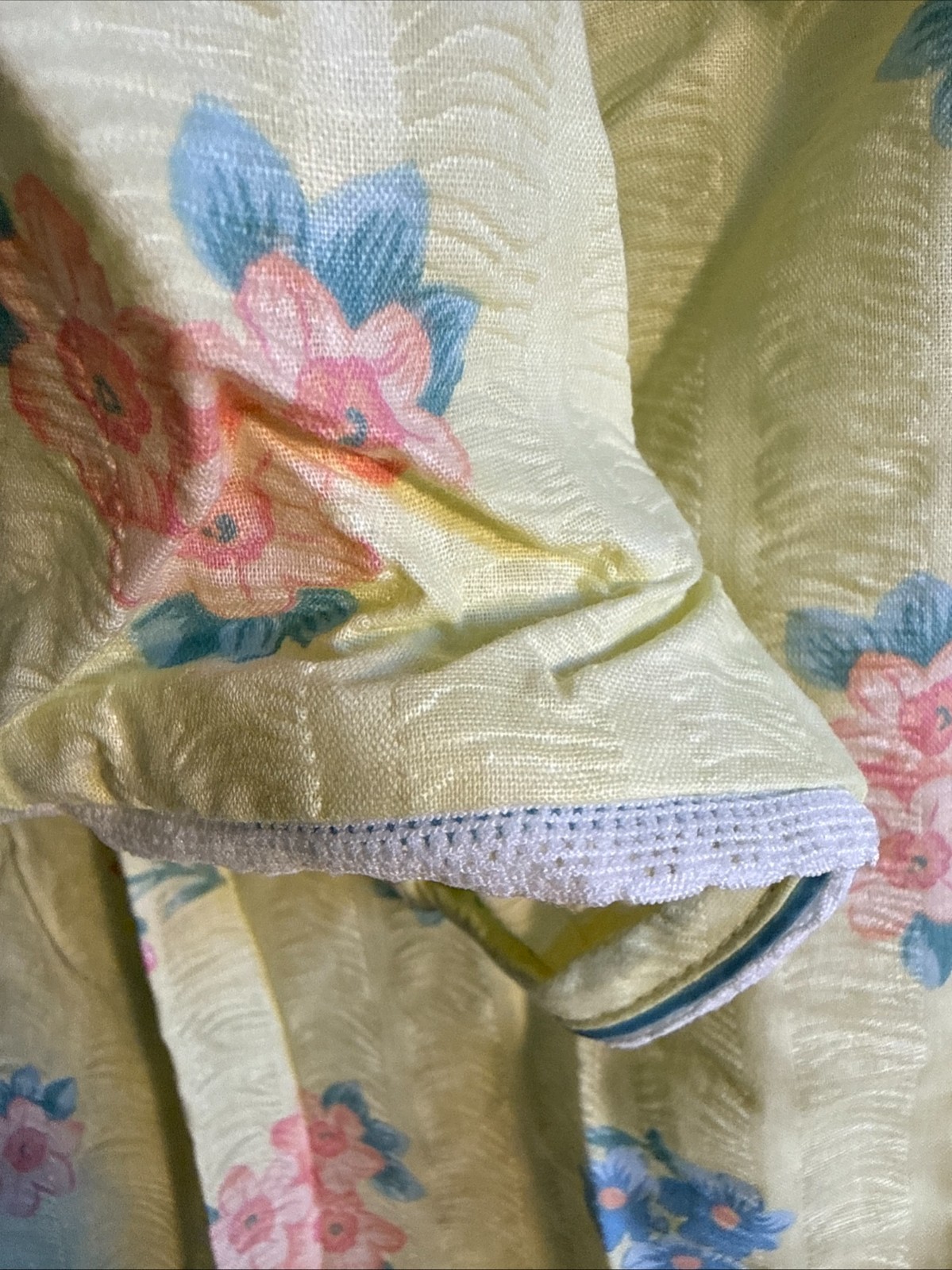 Vintage Housecoat Robe 3X Smart Time Yellow Floral Seersucker NOS NEW TAGS