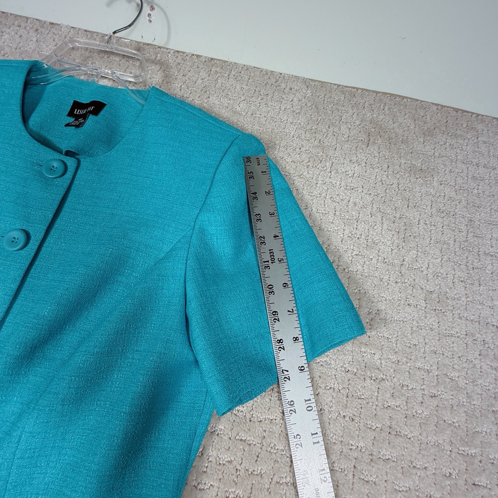 Vintage Leslie Fay Petite 3 Pc Set Size 10P Teal Pleated Skirt Blouse Secretary