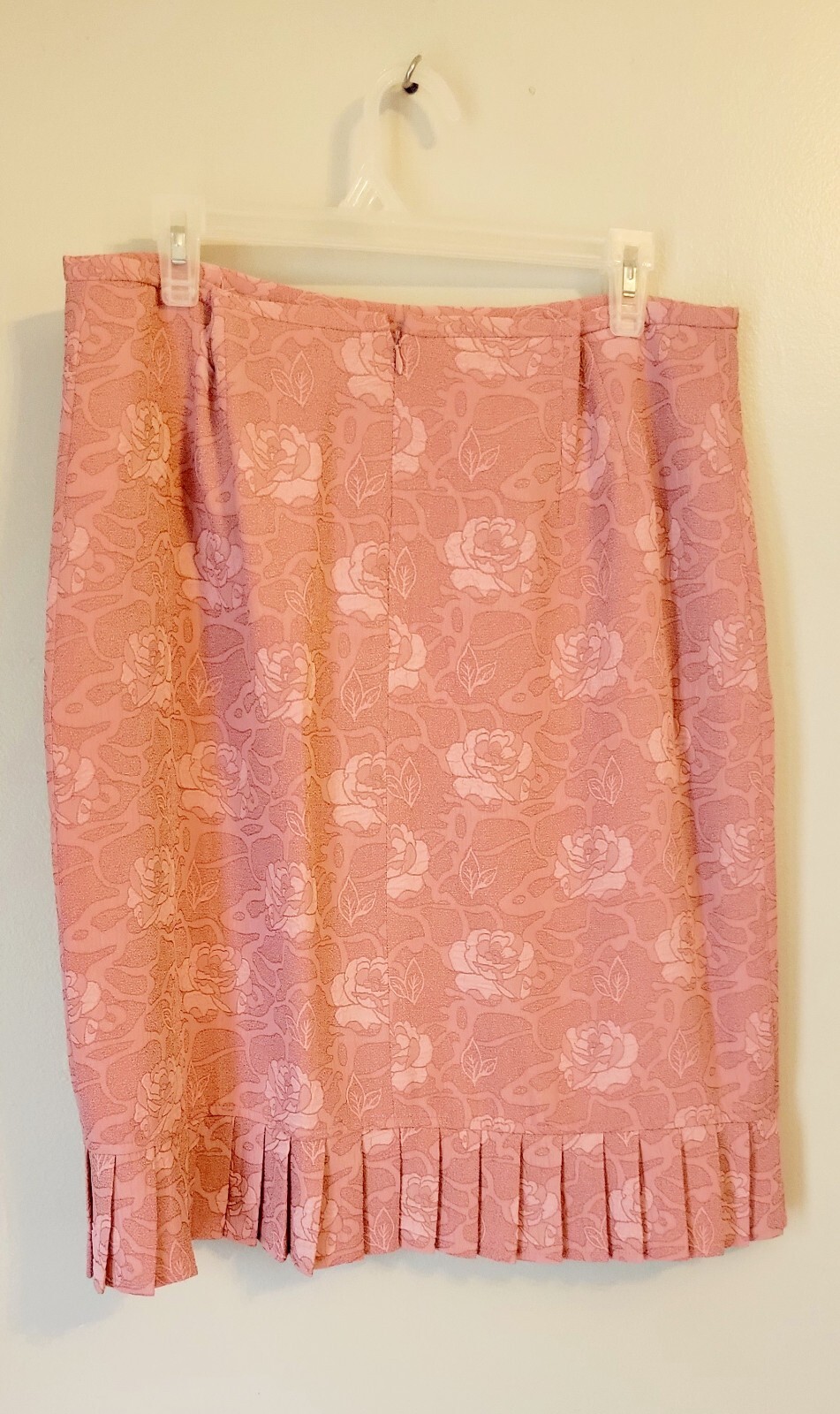Vintage 90s Stanley Blacker Dusty Rose Brocade Skirt Pinup 14 Pleated Ruffle