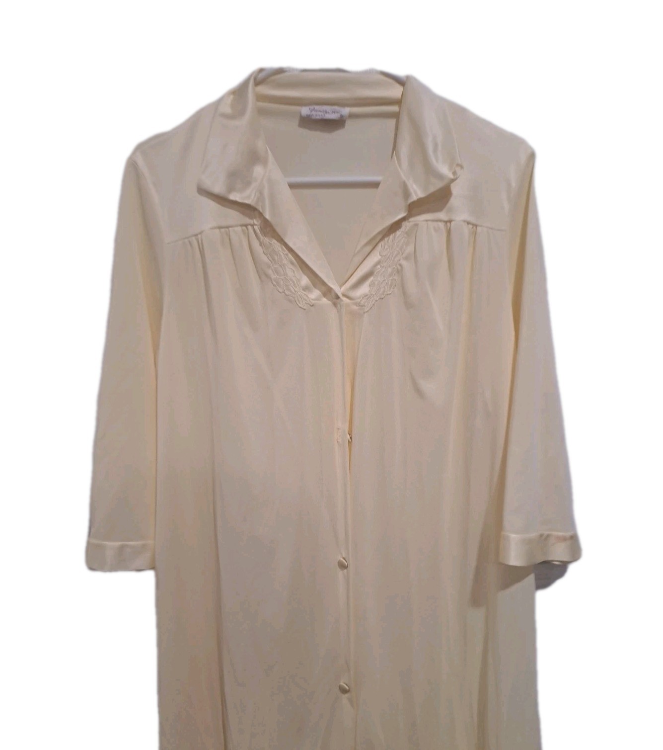 VTG?Vanity Fair Robe Housecoat Robe S Satin Yellow USA Granny Core Housewife