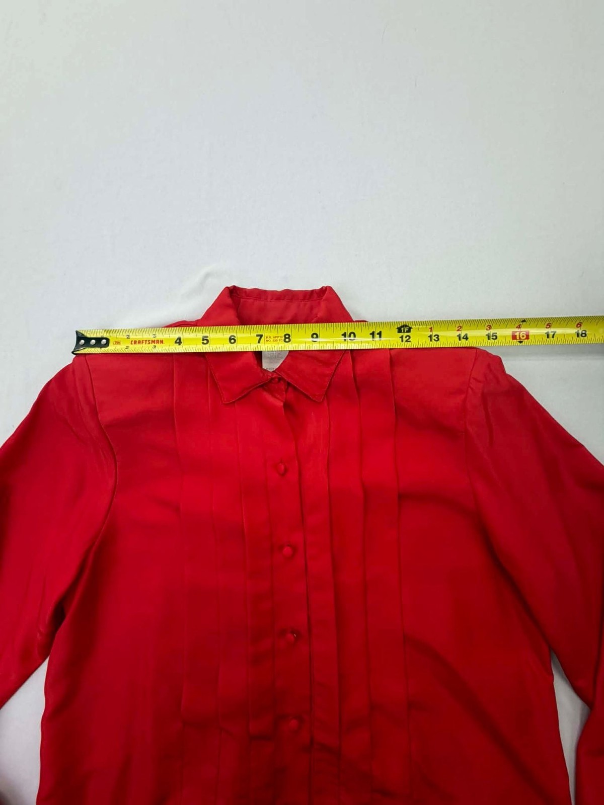 Vintage Count Romi Ltd. Red Pleated Tuxedo Front Button Blouse