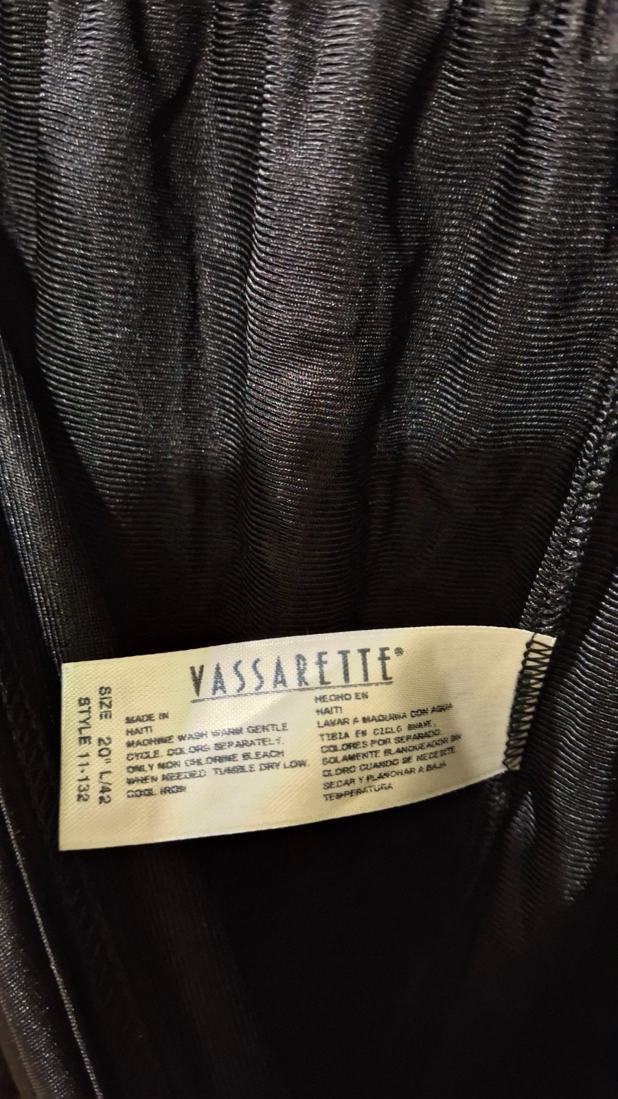 Vintage Vassarette Black Half Slip Large 20″ Lace Trim Style 11-132