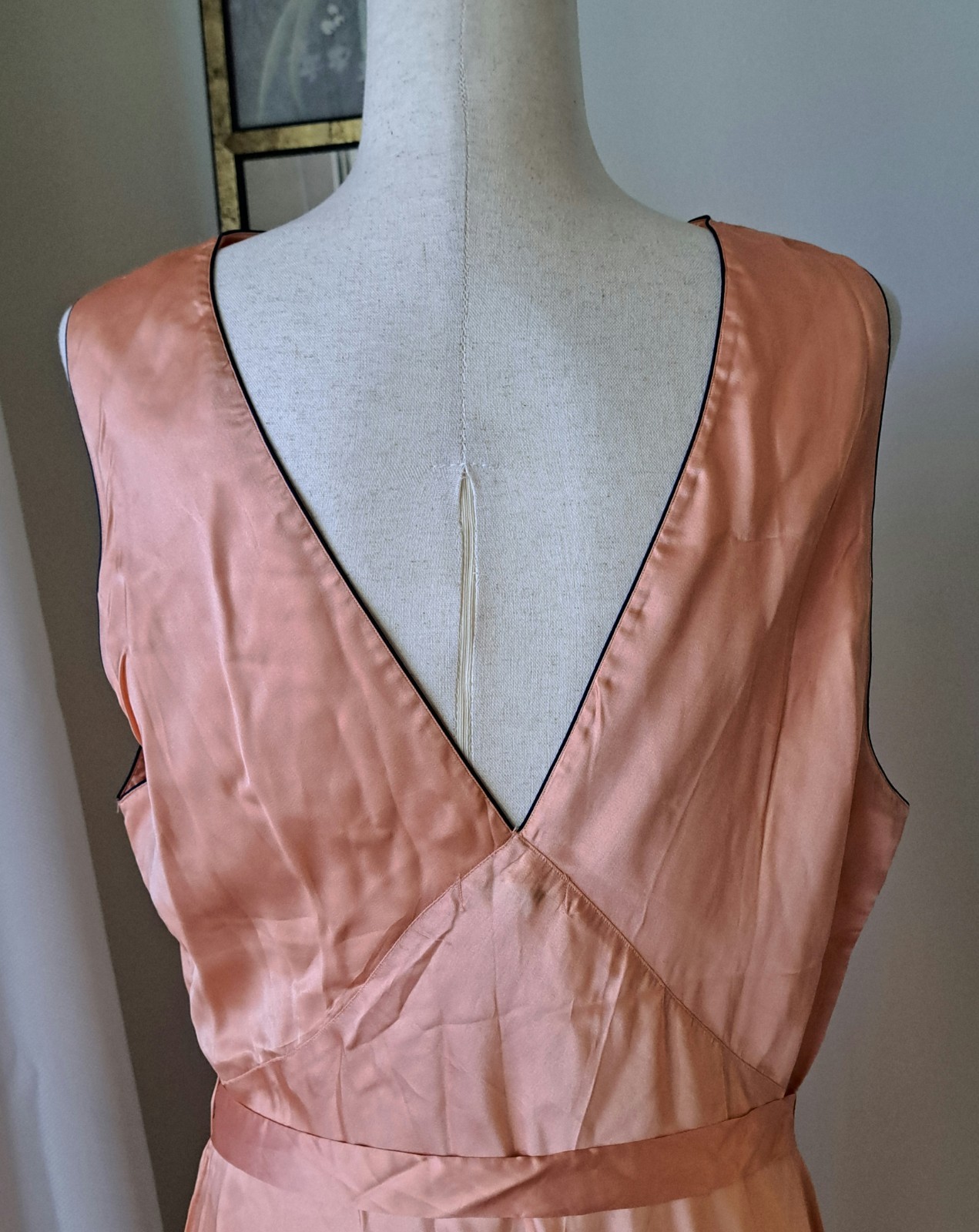Vintage Barbizon 1930s/40s Peach Bias Cut Gown Silk & Rayon Satin Seraphim Sz 40