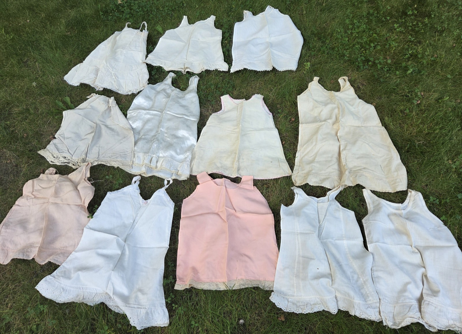Antique Vtg 1940’s Doll/Child/Toddler SLIP LOT of 12 / Cotton/Satin