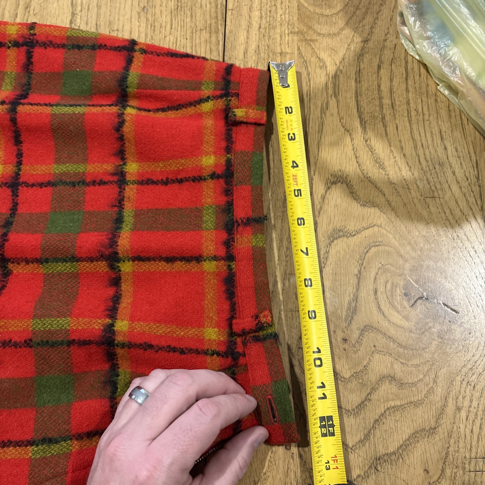 1970s Bobbie Brooks Wool Plaid Skirt Red/green Retro Cool! 23 Waist 34 Hip 27 L