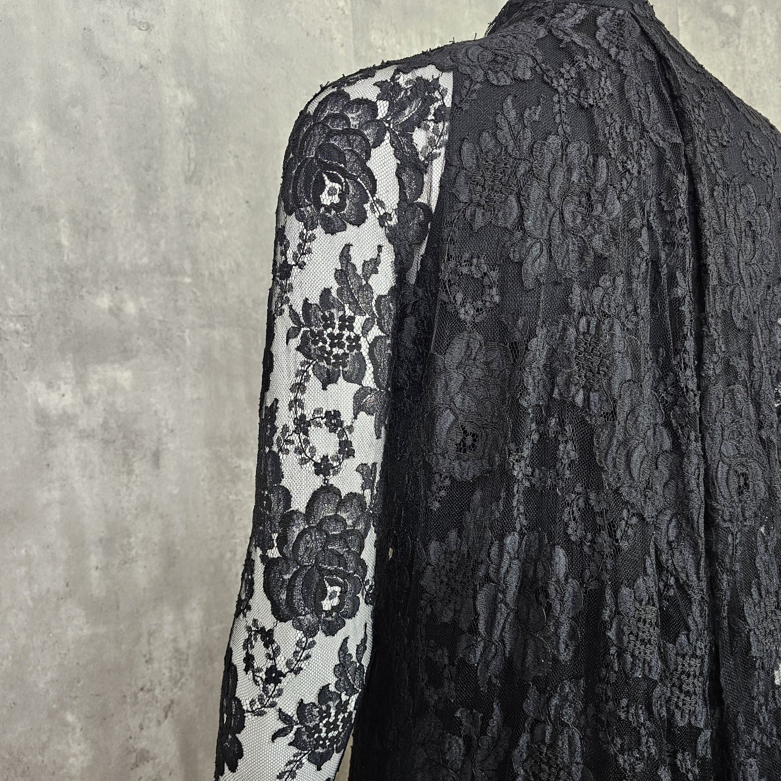 Vintage 60s Werle Beverly Hills Womens S Black Lace Cocktail Dress Gothic Formal
