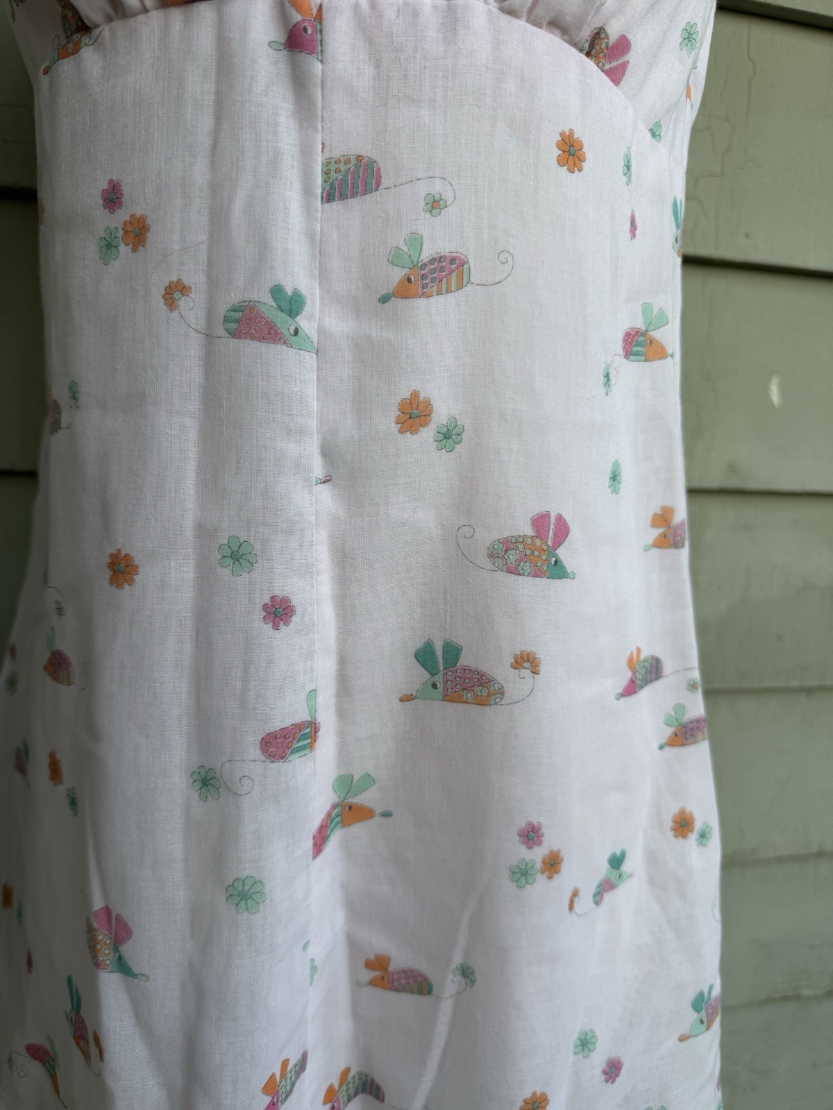 Vtg 70’s Terri Petites Mini Dress Pink Pastel Mouse Flower Print Junior 13 Wmn S