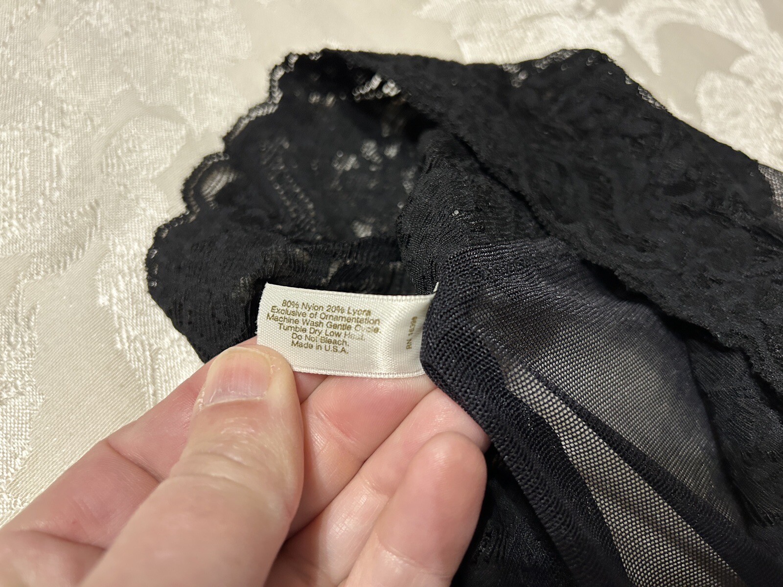 Vtg USA VICTORIA’S SECRET Gold Label Lace Sheer Mesh Sz L / 7 Black Panties