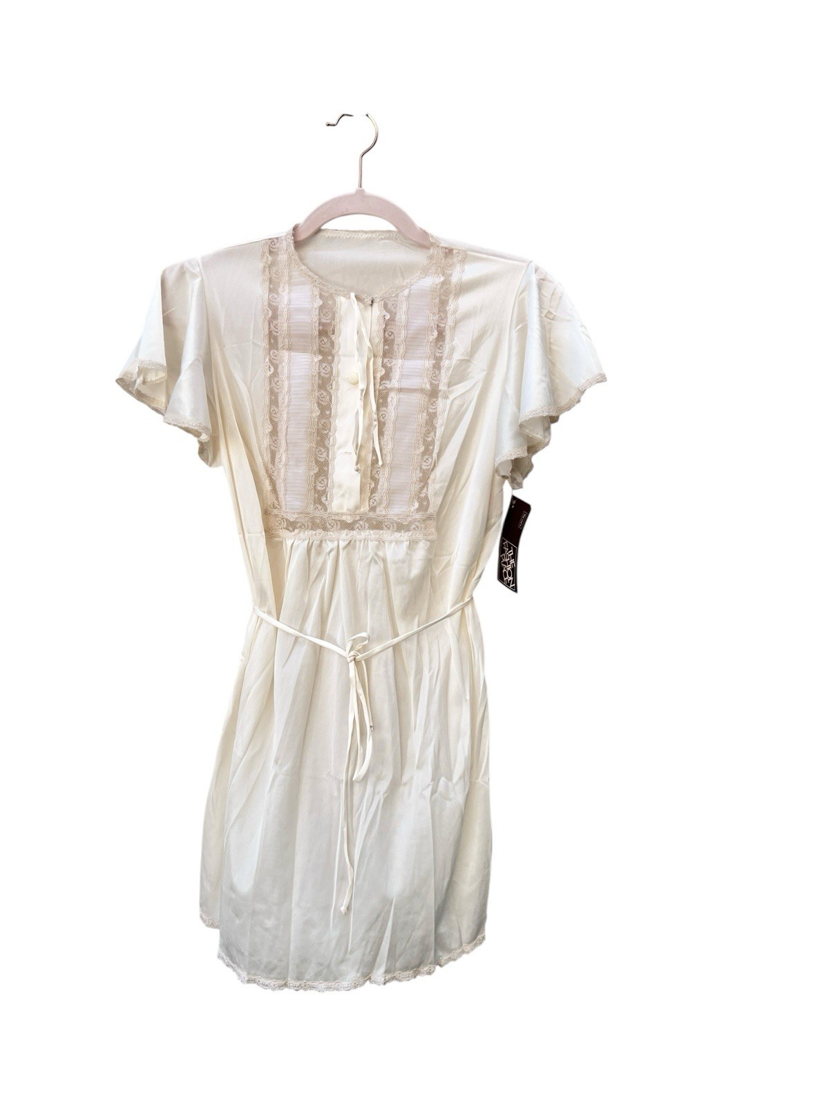 Sears Roebuck The Fashion Place Vintage Cream Sheer Nylon Two Pc Pajama Top Pant