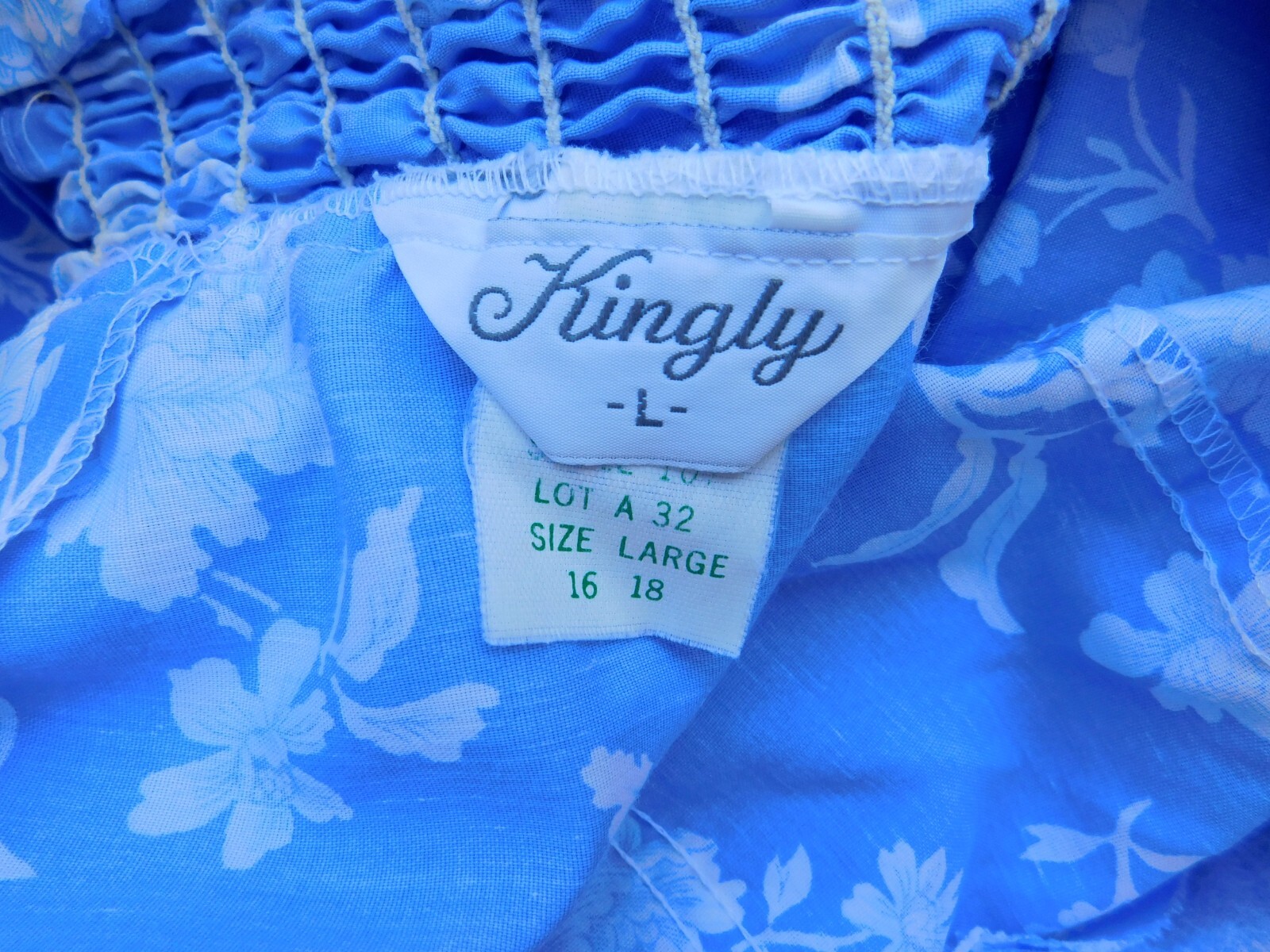 VTG 70’s Prairie Smocked Ruffle Lace Tie Back Floral KINGLY BRAND 16/18 EUC