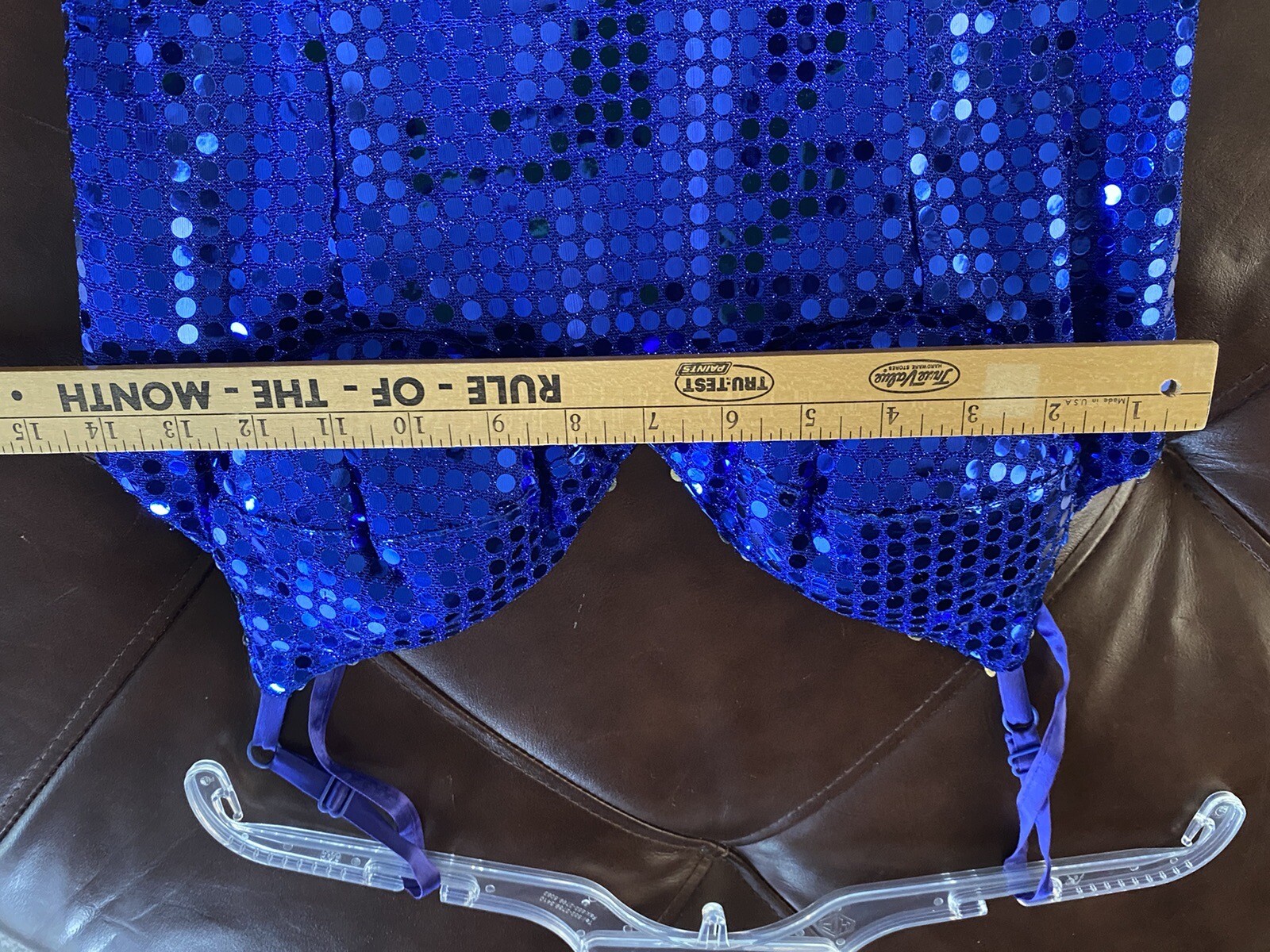 Vintage LA GLO Womens Blue Sequins Strappy Dress ~ Size 9/10 ~ 1990s