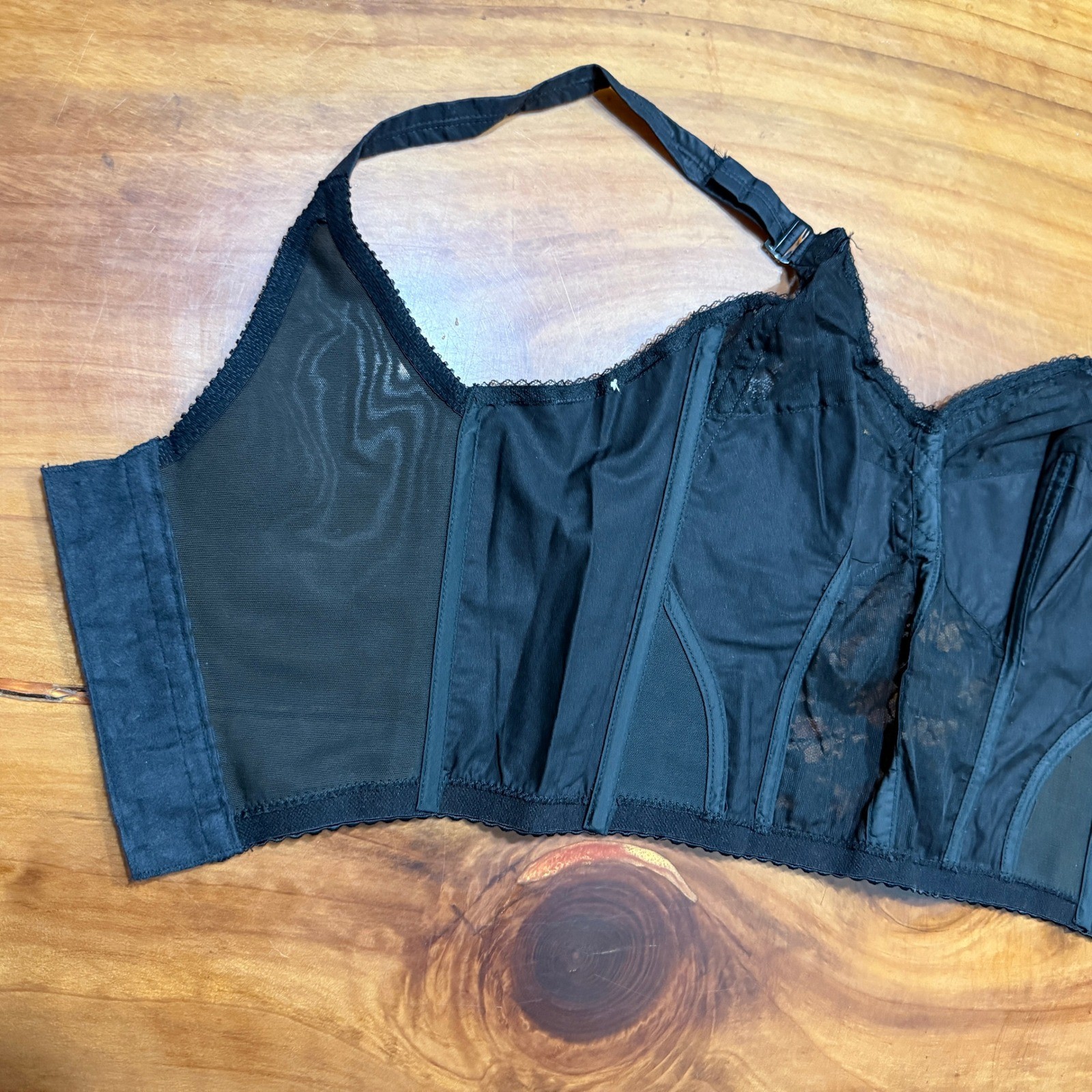 Vintage 50s 60s Mardi Bra Corset Top Lingerie 40B Boned 612 Cotton Pinup R3-18