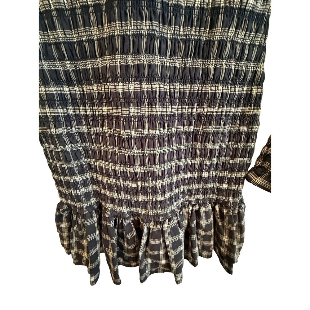 Veronica Beard Jeans Plaid Shirred Smocked Mini Shirt Dress Size XS Western