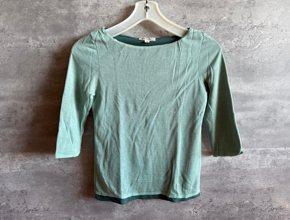 Vintage Michel Klein Itokin Green Knit Rayon Blend Top Size 38 Japan Import