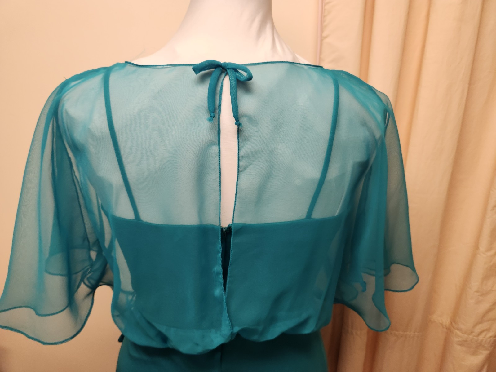 Unlabled Vintage Green/Teal Long Dress*sz11/12-plus Measurements *Good Condition