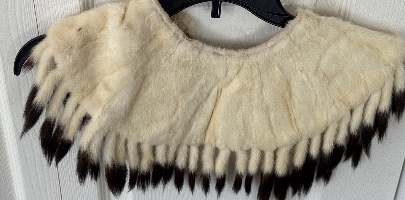 Vintage Ermine Fur Stole Champagne Blonde Color With Dark Brown 45 Tails