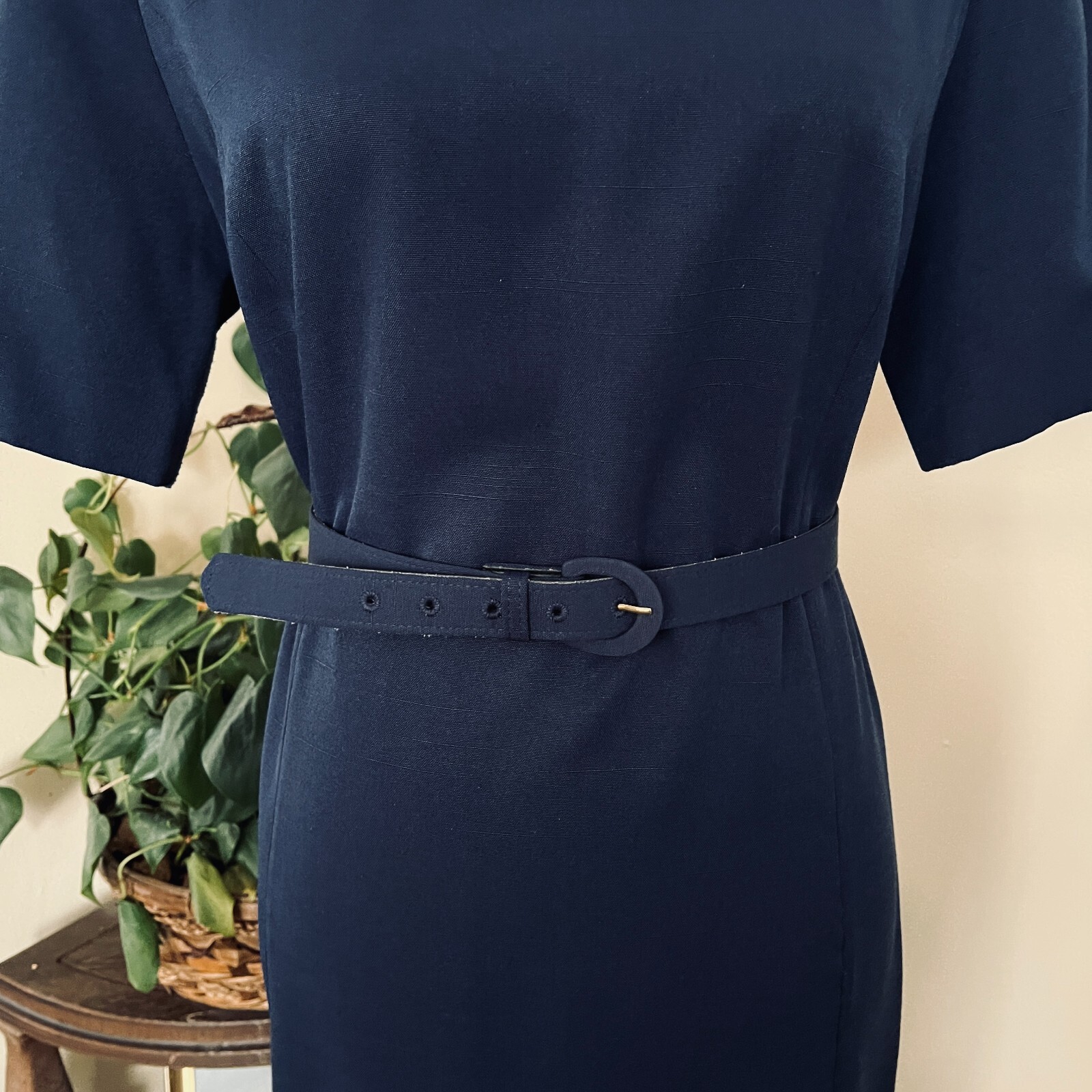 Diane Roberts Vintage Navy Blue Nautical Dress sz 14H Gold Star Buttons 3 piece