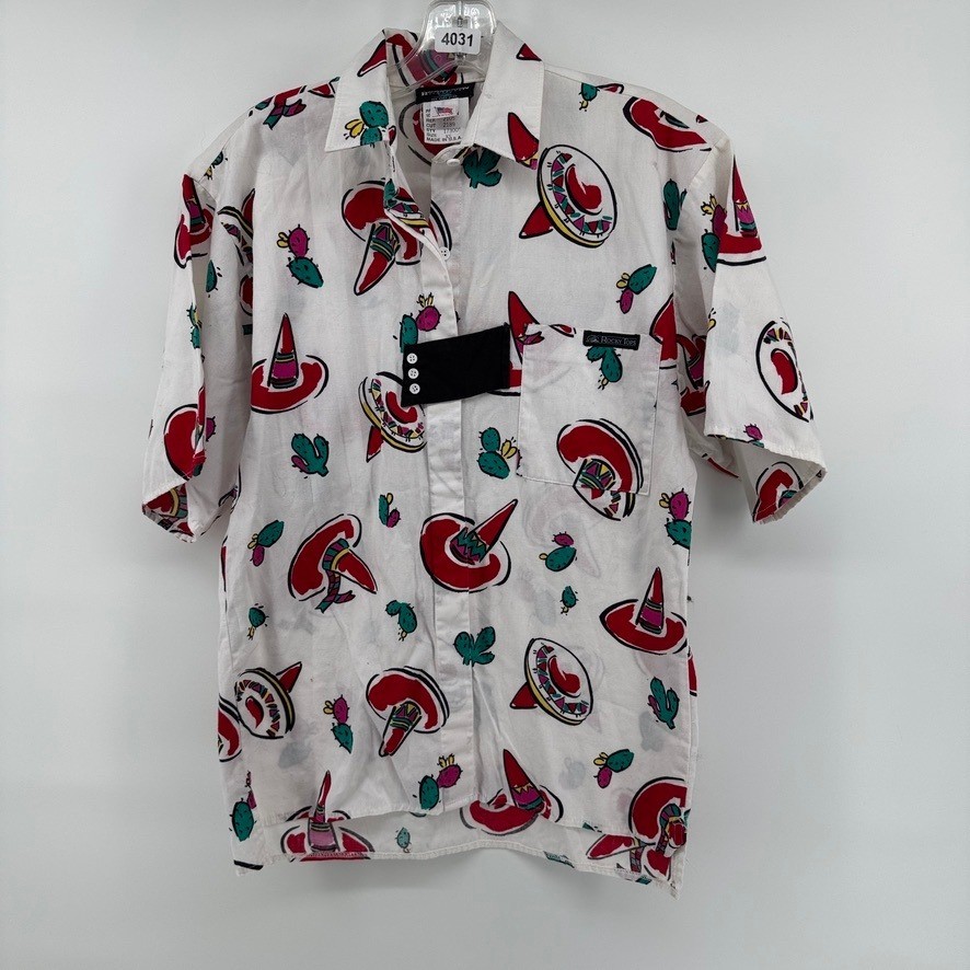 Vintage Rocky Mountain Clothing Sombrero Cactus Print Button Down Shirt XS USA