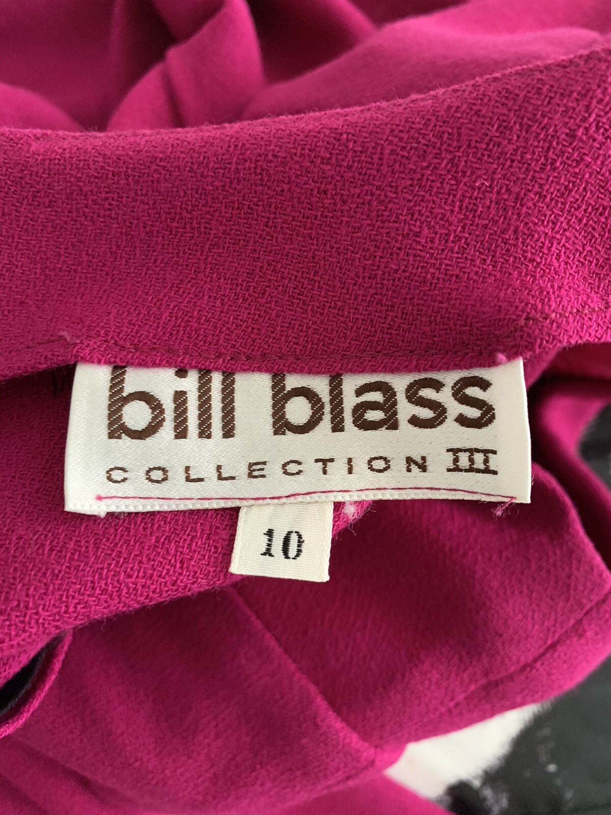 Vintage 80s Bill Blass Collection III Fuchsia Futuristic Crepe Dress 10