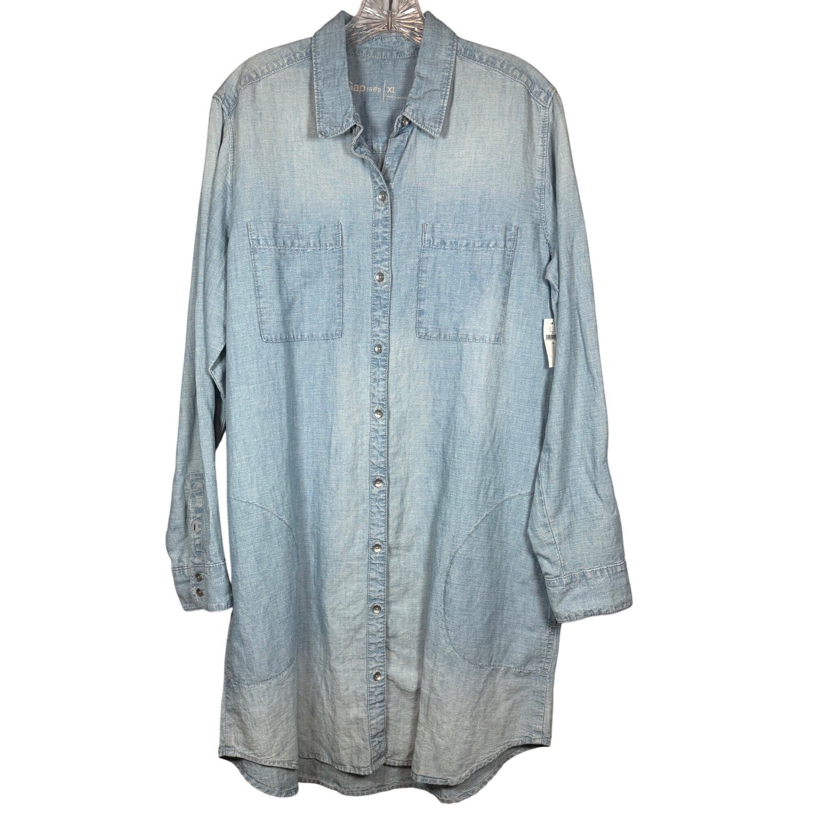 NWT GAP Women’s 1969 Linen Denim Shirtdress, Light Indigo, Size XL