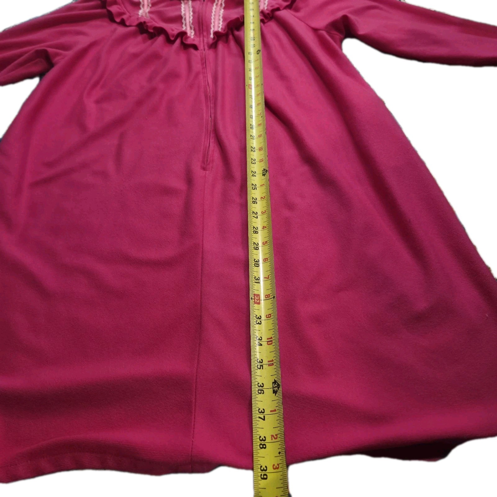 Vintage Moon Dance Pink Ruffle Robe Nightgown Housecoat 39” Long Size Large