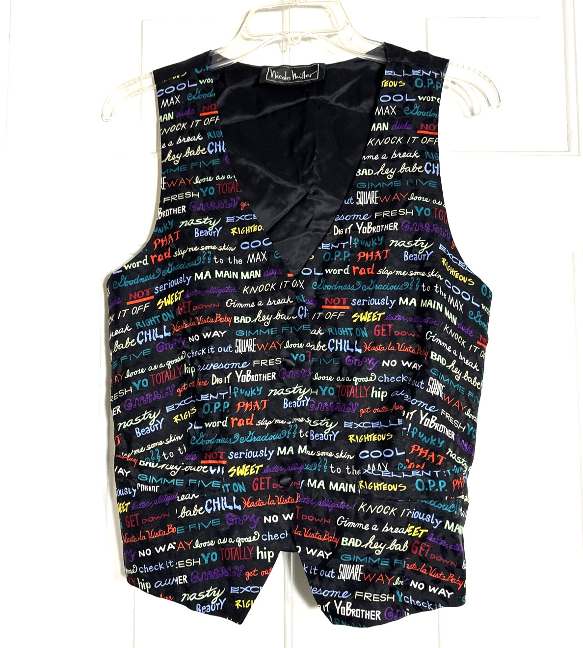 Vintage 90’s Nicole Miller Silk Vest Slang & Throwback Pop-culture Catchphrases