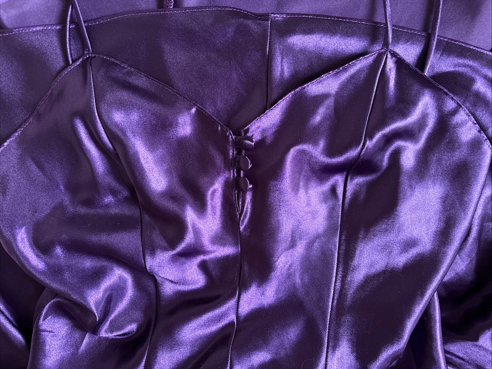 Shiny Romance Du Jour Purple Satin Vintage Slip Dress Flounce Skirt Size M USA