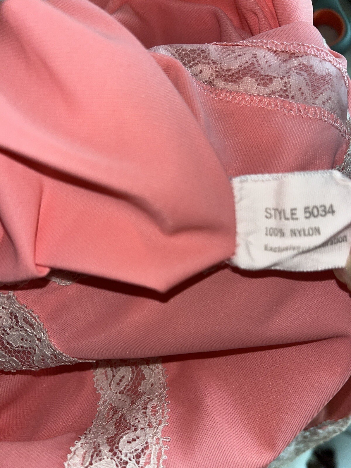 Vtg Nightgown Artemis Angel Wing Flutter Sleeve Nylon Lace Candy Pink Coral 36 S