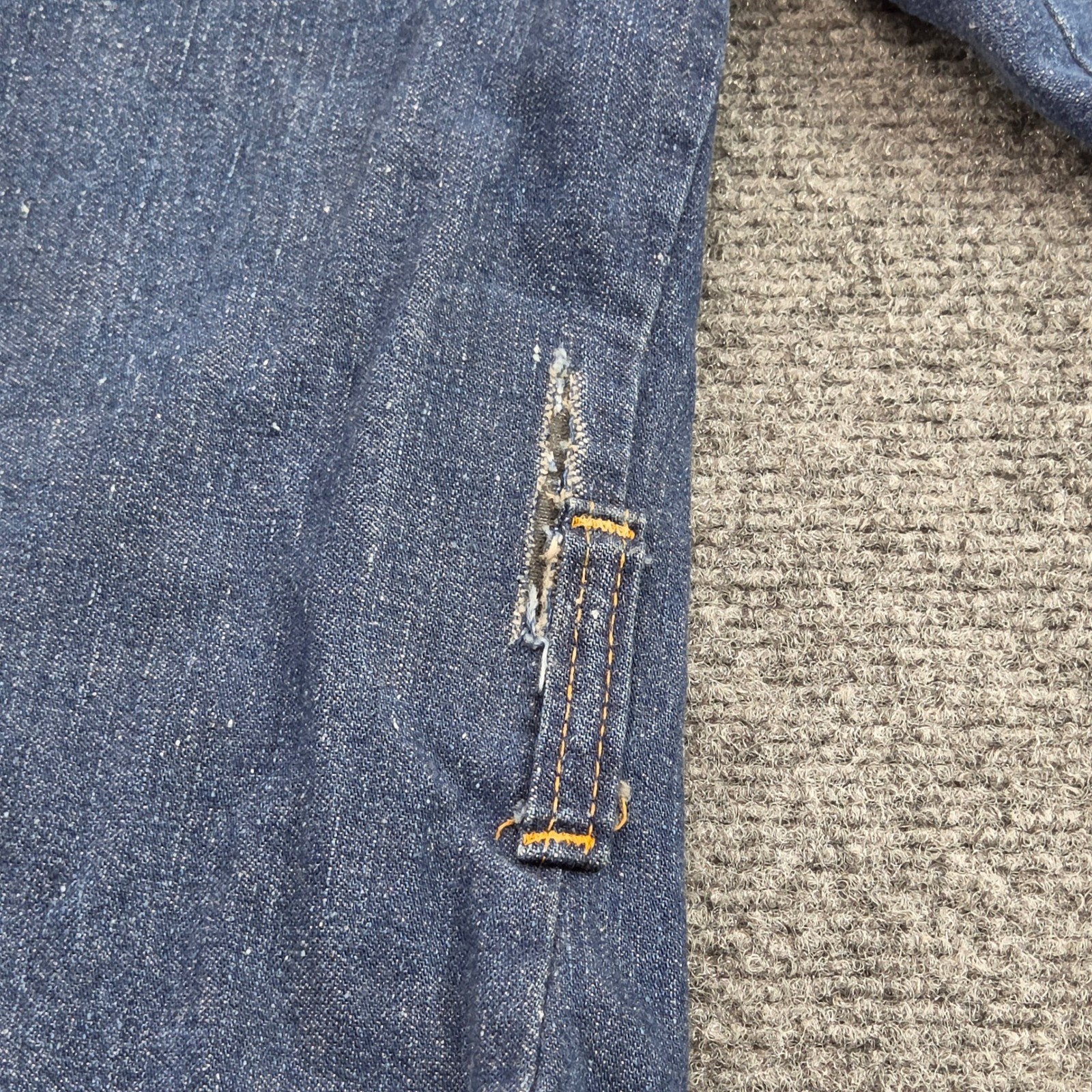 Vintage 70s Levis Denim Chore Shirt Jacket Womens M Blue Orange Tab Western USA