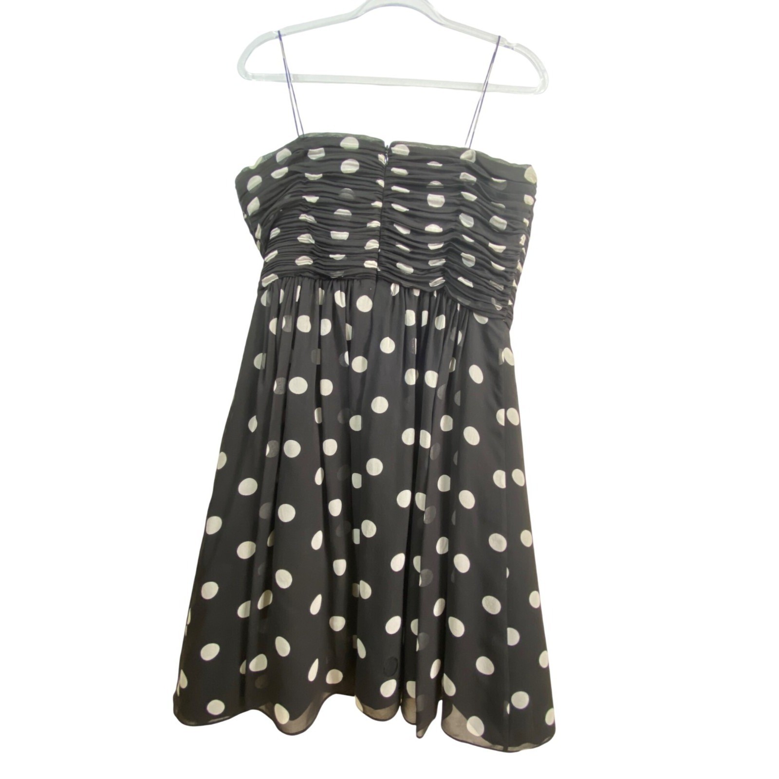 Vintage Black & White Polka Dot 100% Silk Cocktail Dress Helen Ainson Size 10