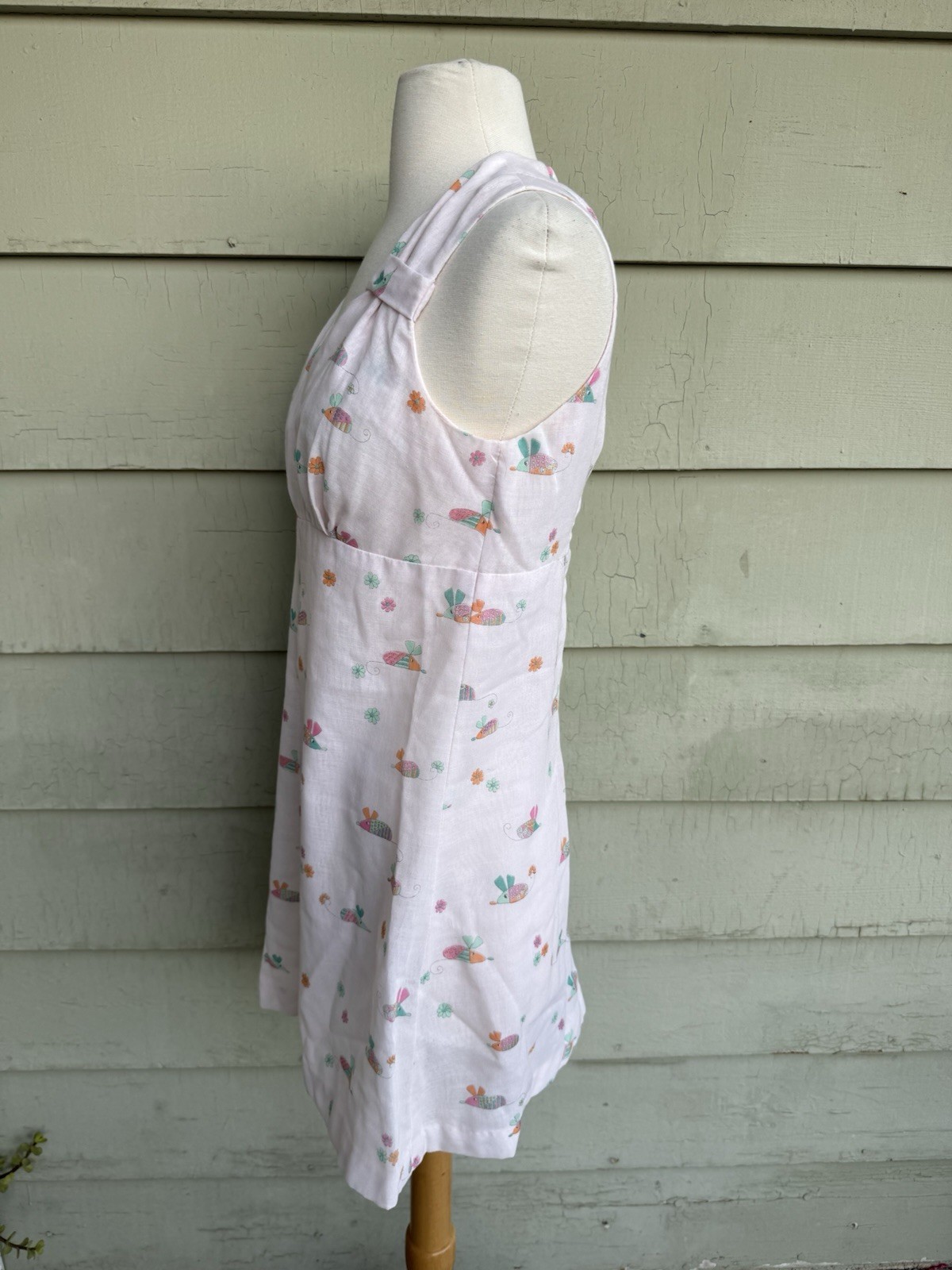 Vtg 70’s Terri Petites Mini Dress Pink Pastel Mouse Flower Print Junior 13 Wmn S