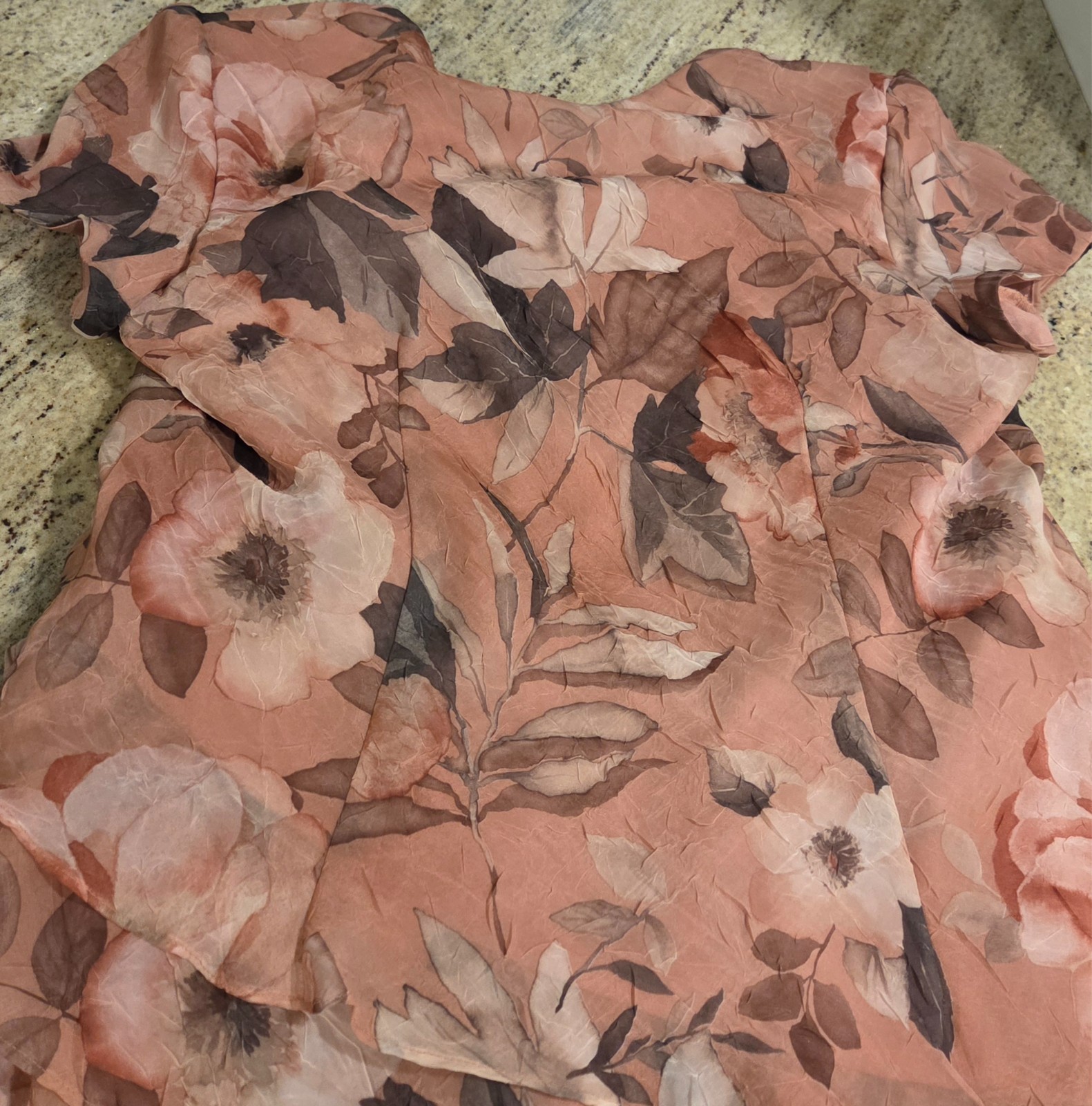 VTG Miss Dorby Floral Midi Dress Sz 8 Peach Layered Tiered Romantic Short Sleeve