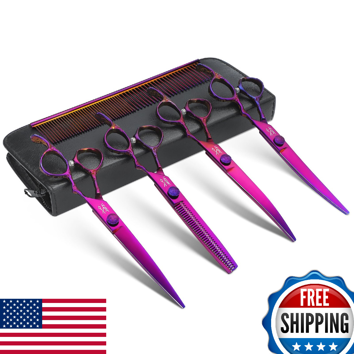 JASON 6-in-1 Professional Dog Grooming Scissors Set – 6.5″ Thinning Shears