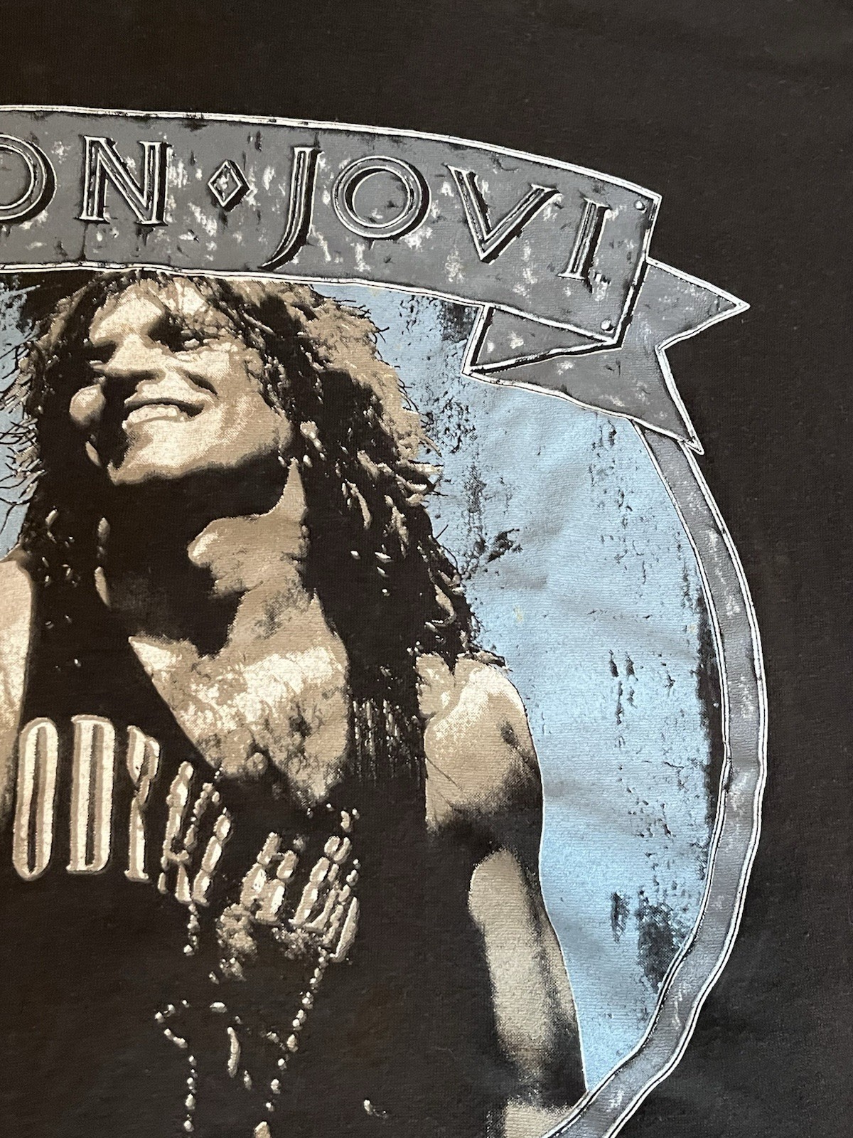 Vintage Bon Jovi T Shirt 1989 New Jersey Beaded Size L Womens Unisex Glam Rock