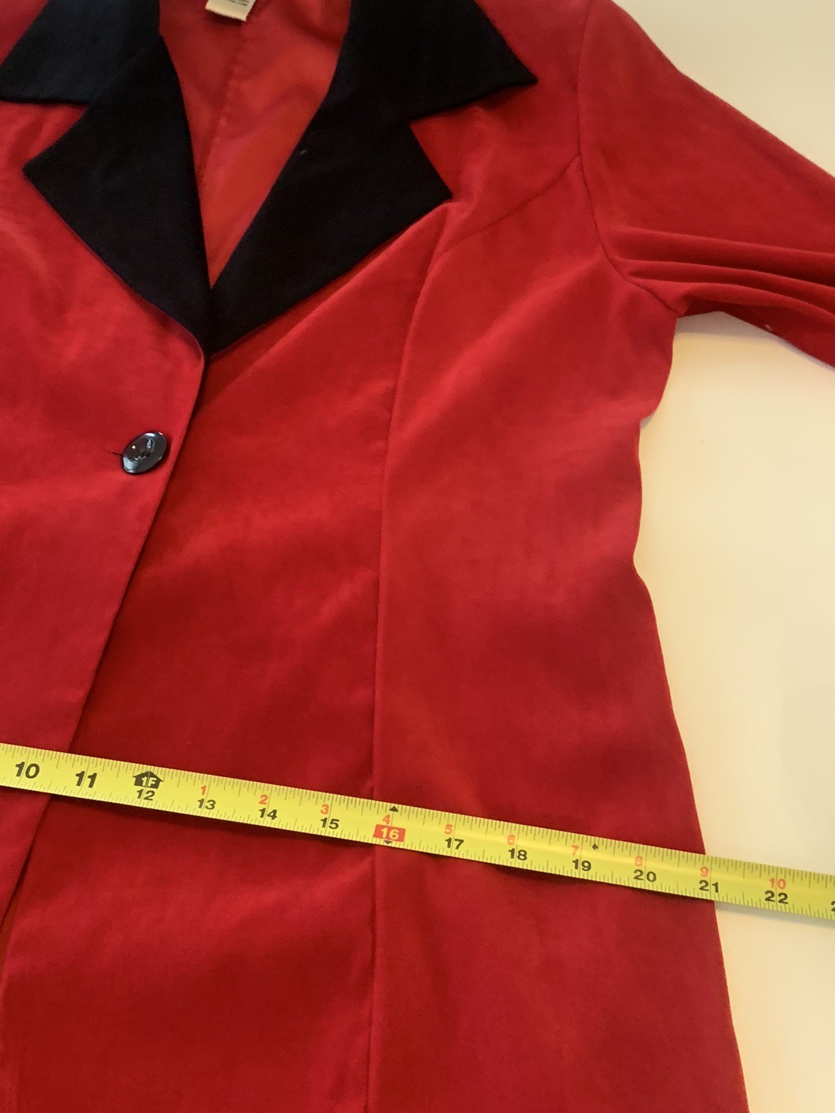 Vintage Women’s Velvet Tuxedo Red Black Trim Jacket Dress Set 2PC Holiday Party
