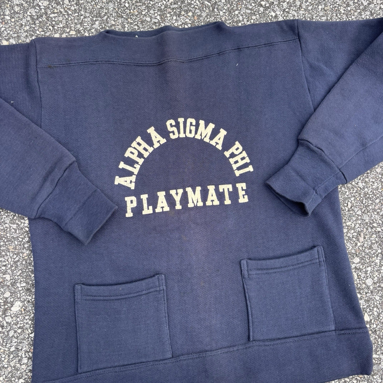 Vtg 50s Flock Boat Neck Sweatshirt Yale University Fraternity Playmate 19×25