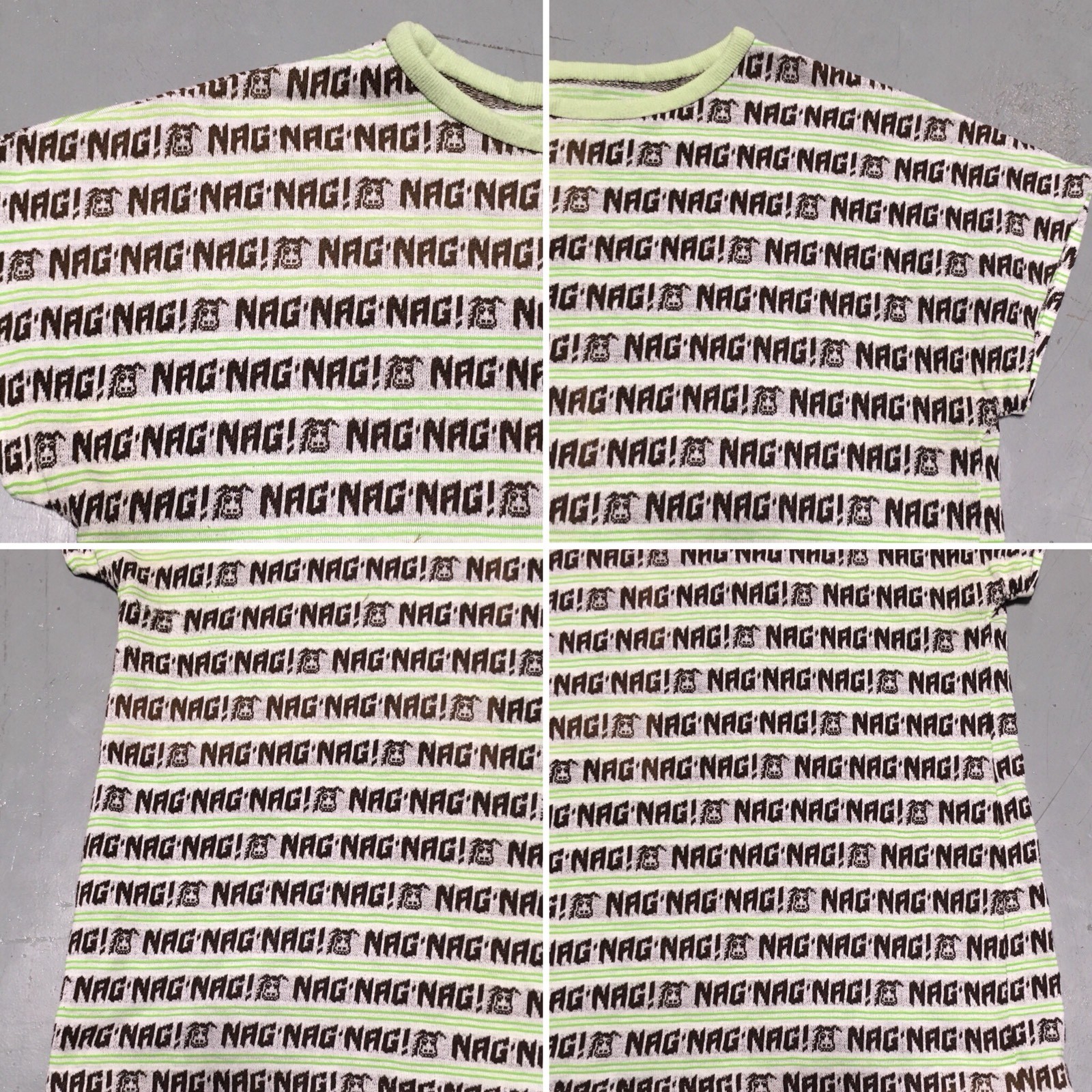 NAG NAG NAG T Shirt Top All Over Print Pattern Tee Striped Donkey Horse