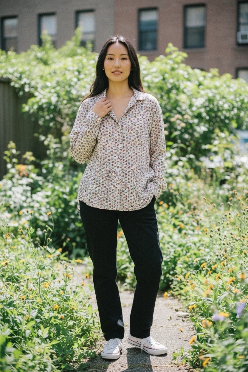 VTG 80s Maria Rosa Floral Print Long Sleeve Viscose Button Up Women’s Shirt M