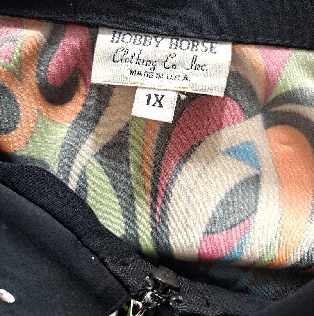 Vintage Womens Crazy Horse Jacket Metallic Colorful Abstract Embellished XL