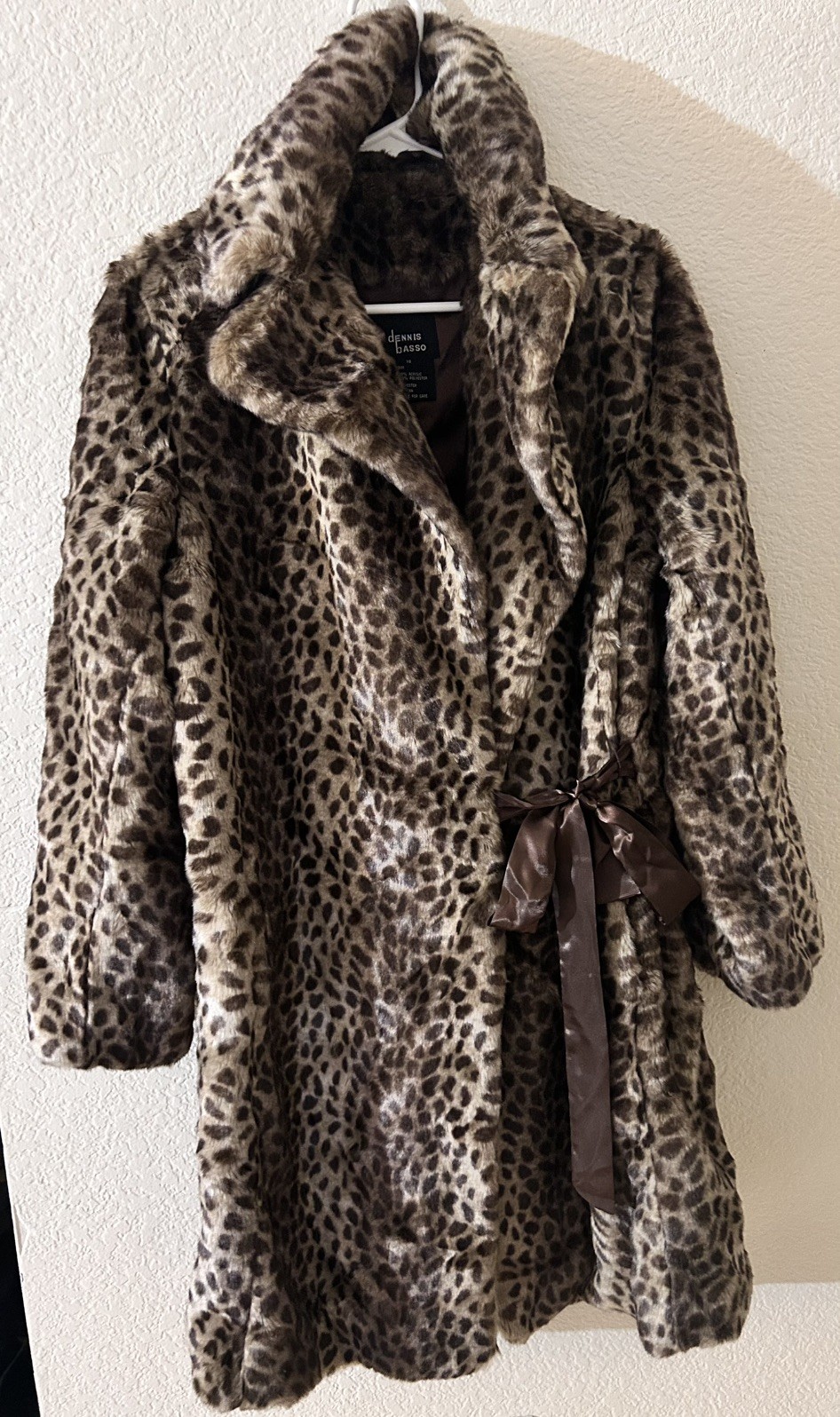 Vintage Y2K Dennis Basso Faux Leopard Print Coat Size XS