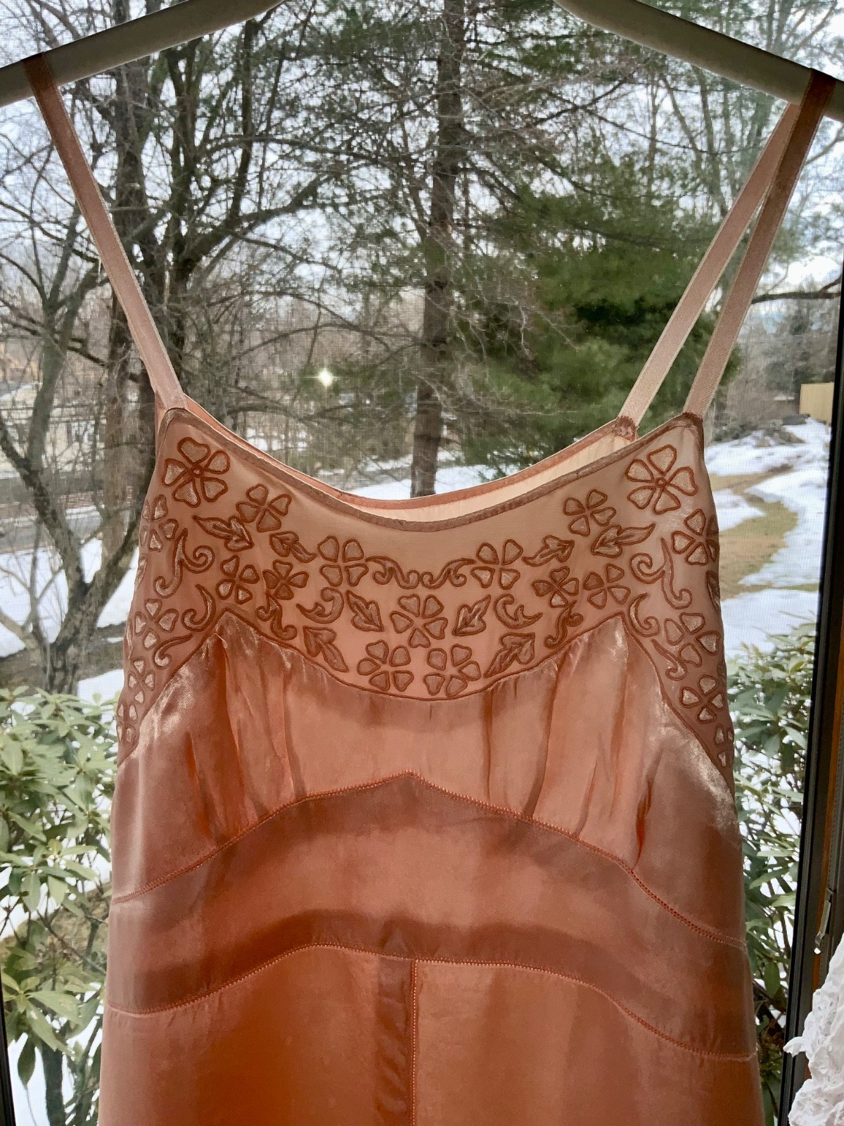 Vintage Peach Silk Satin Slip Dress – 1990s Lingerie Dress XS
