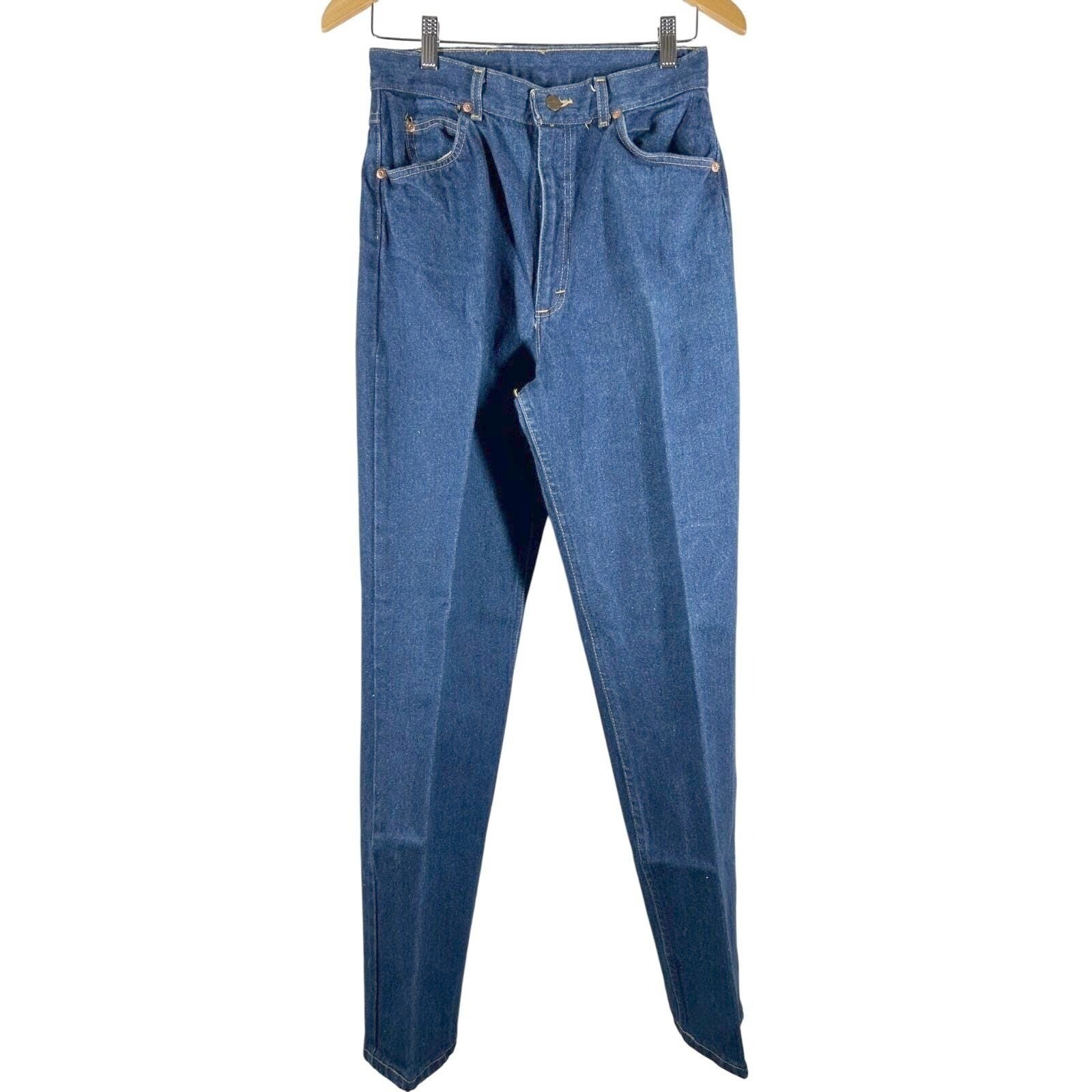 Lee High Waisted Jeans Womens 27 Blue Dark Wash Tapered Mom Vintage 90s Indie