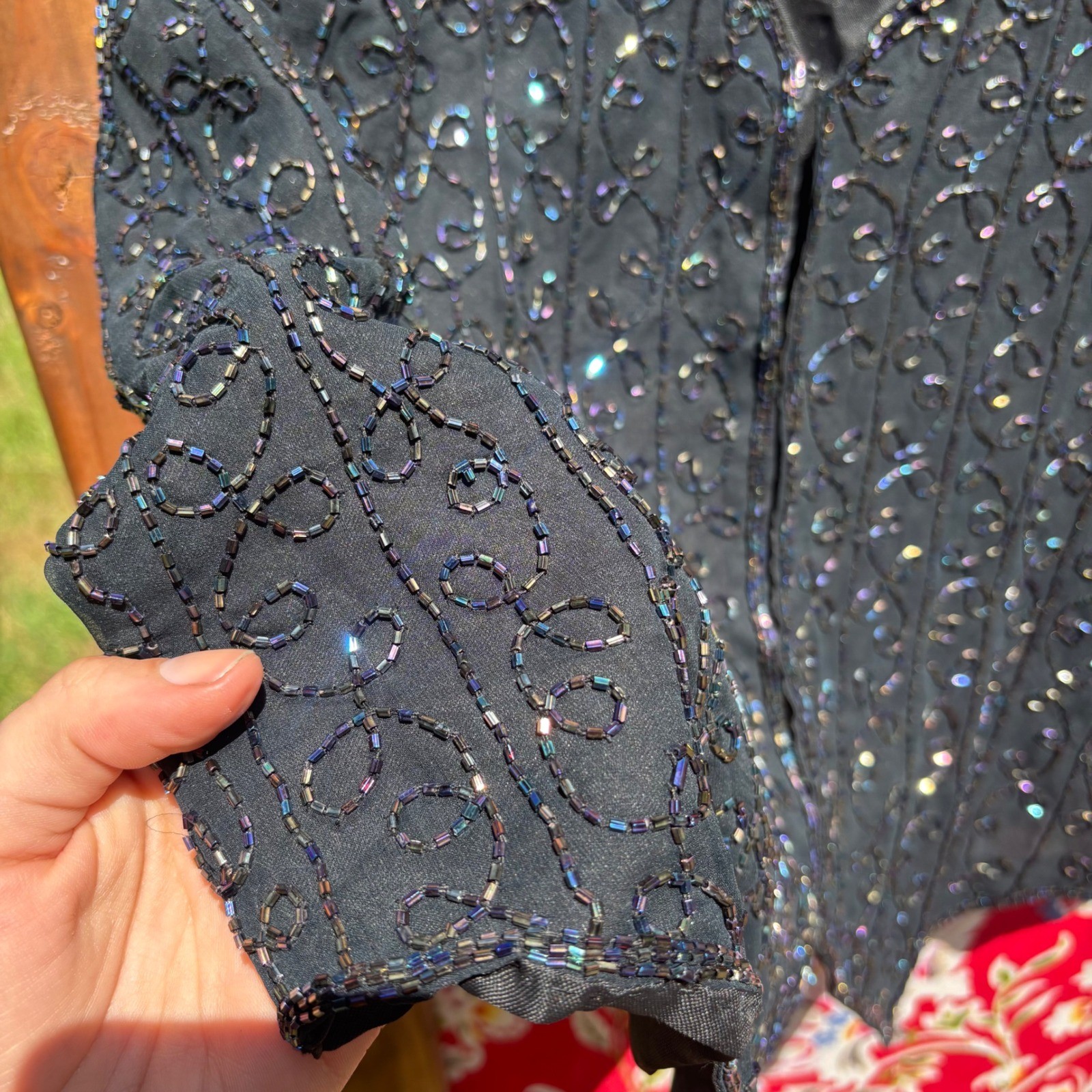 Vintage 90’s 100% Silk Beaded Whimsigoth Western Glam Oversized Vest