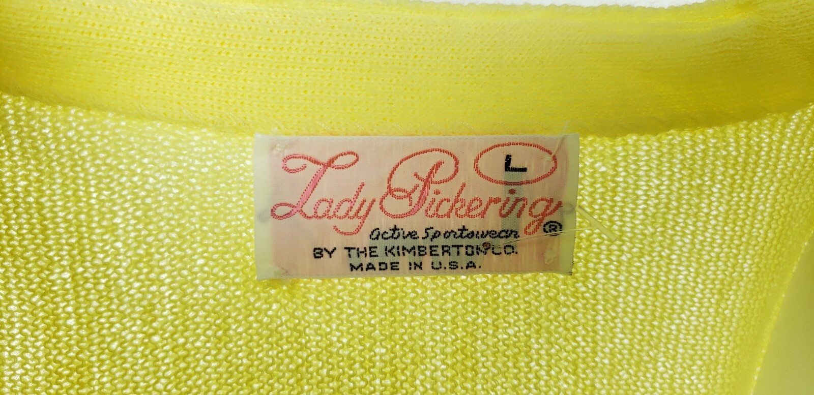 Vintage Lady Pickering Baltusrol Golf Yellow Cardigan Sweater Womens Large