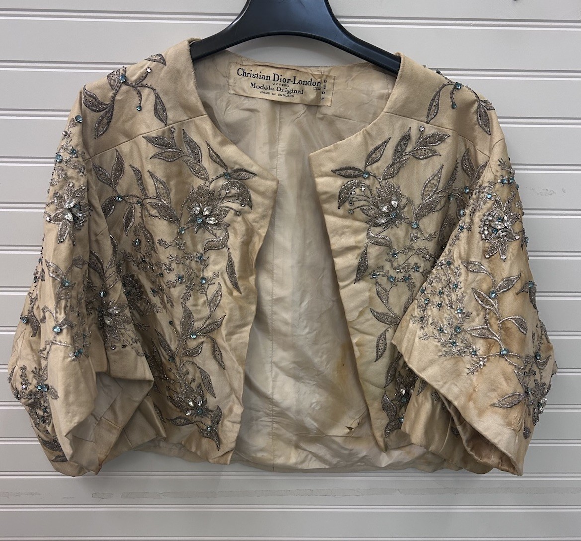 Vintage 1950s Christian Dior London Modèle Original Beaded Silk Couture Jacket