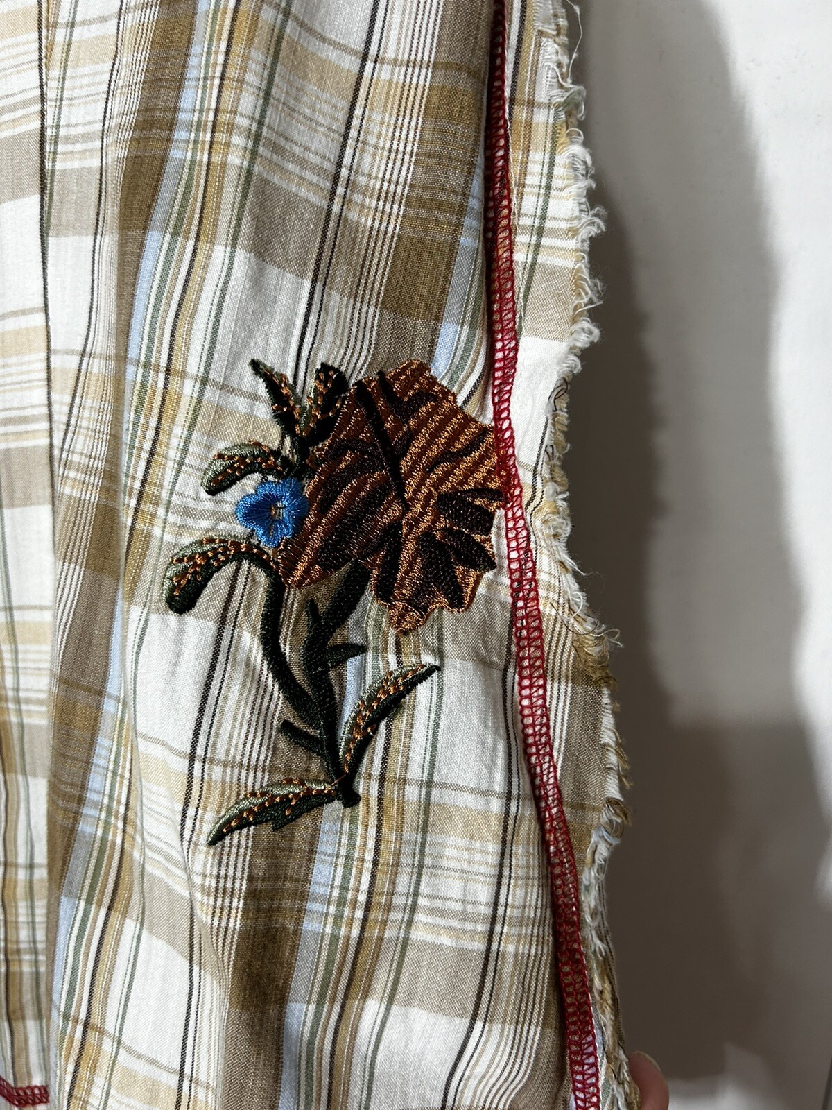 Vintage Oliver Western Southwest Embroidered 100% Cotton Raw Hem Shirt Size L